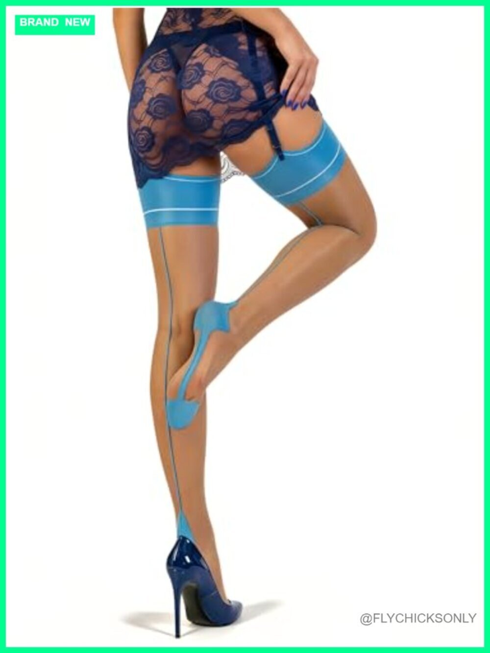 Thigh High Stockings, Back Seam Cuban Heel Nylon Sheers for Garter